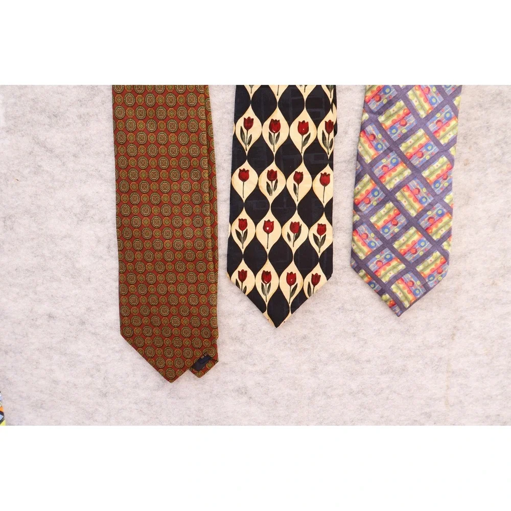 Vintage Mens Tie Lot Brooks Brothers Makers XL Van Heusen Silk Geometric Floral
